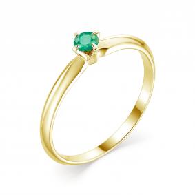 Кольцо из лимонного золота АЛЬКОР 13356-301 с изумрудом 13356-301 фото