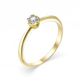 Кольцо из лимонного золота АЛЬКОР 13371-300 с бриллиантом 13371-300 фото