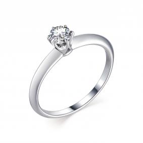 Кольцо из белого золота АЛЬКОР 13378-200 с бриллиантом 13378-200 фото