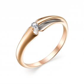 Золотое кольцо АЛЬКОР 13438-700 с бриллиантом 13438-700 фото