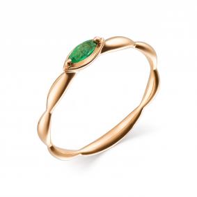 Золотое кольцо АЛЬКОР 13443-101 с изумрудом 13443-101 фото
