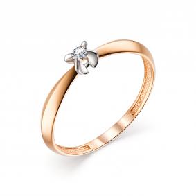 Золотое кольцо АЛЬКОР 13450-100 с бриллиантом 13450-100 фото