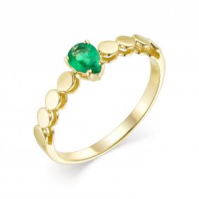 Кольцо из лимонного золота АЛЬКОР 13482-301 с изумрудом 13482-301 фото