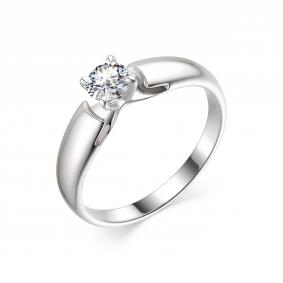 Кольцо из белого золота АЛЬКОР 13497-200 с бриллиантом 13497-200 фото