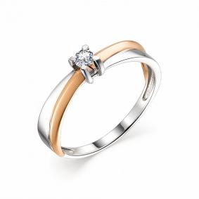 Кольцо из белого золота АЛЬКОР 13506-200 с бриллиантом 13506-200 фото