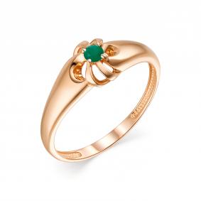 Золотое кольцо АЛЬКОР 13511-101 с изумрудом 13511-101 фото