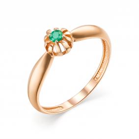 Золотое кольцо АЛЬКОР 13512-101 с изумрудом 13512-101 фото