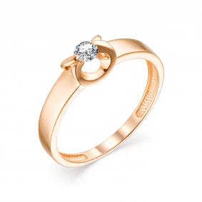 Золотое кольцо АЛЬКОР 13513-100 с бриллиантом 13513-100 фото