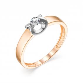 Золотое кольцо АЛЬКОР 13513-700 с бриллиантом 13513-700 фото