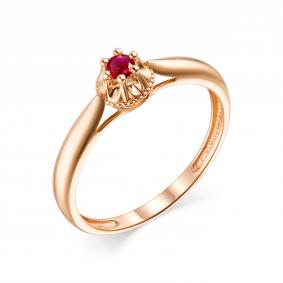 Золотое кольцо АЛЬКОР 13532-103 с рубином 13532-103 фото