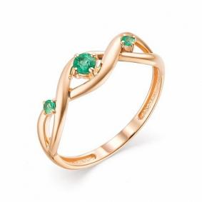 Золотое кольцо АЛЬКОР 13534-101 с изумрудом 13534-101 фото