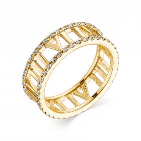 Кольцо из лимонного золота АЛЬКОР 13539-300 с бриллиантом 13539-300 фото