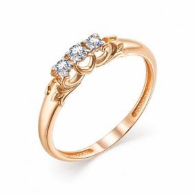 Золотое кольцо АЛЬКОР 13552-100 с бриллиантом 13552-100 фото