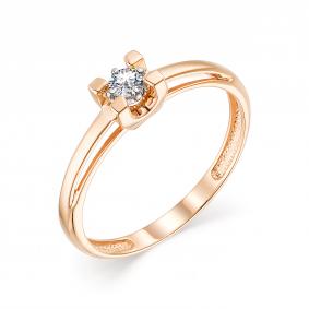Золотое кольцо АЛЬКОР 13572-100 с бриллиантом 13572-100 фото