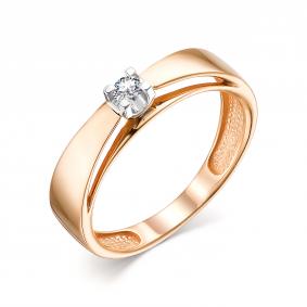 Золотое кольцо АЛЬКОР 13575-100 с бриллиантом 13575-100 фото