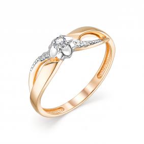 Золотое кольцо АЛЬКОР 13584-100 с бриллиантом 13584-100 фото