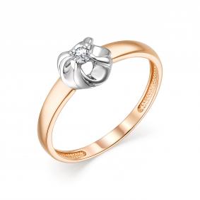 Золотое кольцо АЛЬКОР 13592-100 с бриллиантом 13592-100 фото