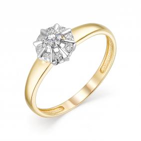 Кольцо из лимонного золота АЛЬКОР 13608-300 с бриллиантом 13608-300 фото