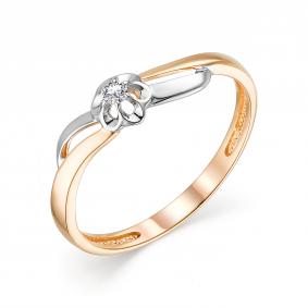 Золотое кольцо АЛЬКОР 13613-100 с бриллиантом 13613-100 фото