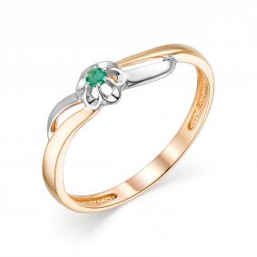 Золотое кольцо АЛЬКОР 13613-101 с изумрудом 13613-101 фото
