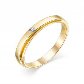 Кольцо из лимонного золота АЛЬКОР 13622-300 с бриллиантом 13622-300 фото