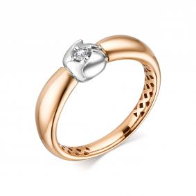 Золотое кольцо АЛЬКОР 13633-100 с бриллиантом 13633-100 фото