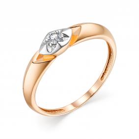 Золотое кольцо АЛЬКОР 13656-100 с бриллиантом 13656-100 фото
