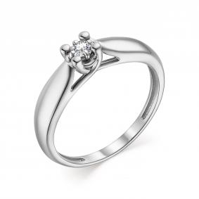 Золотое кольцо АЛЬКОР 13664-200 с бриллиантом 13664-200 фото