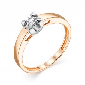 Золотое кольцо АЛЬКОР 13666-700 с бриллиантом 13666-700 фото