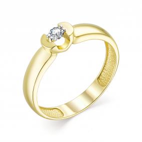 Золотое кольцо АЛЬКОР 13689-300 с бриллиантом 13689-300 фото