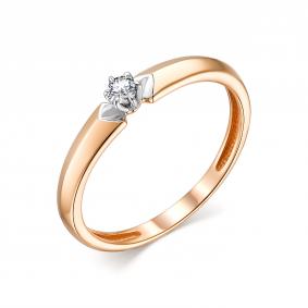 Золотое кольцо АЛЬКОР 13712-100 с бриллиантом 13712-100 фото