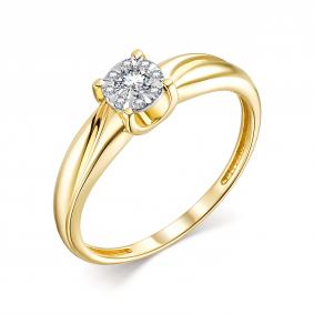 Кольцо из лимонного золота АЛЬКОР 13714-300 с бриллиантом 13714-300 фото