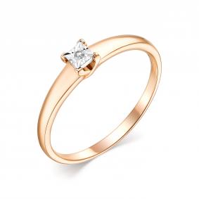 Золотое кольцо АЛЬКОР 13720-100 с бриллиантом 13720-100 фото