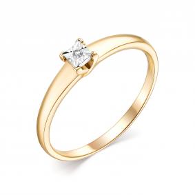 Кольцо из лимонного золота АЛЬКОР 13720-300 с бриллиантом 13720-300 фото