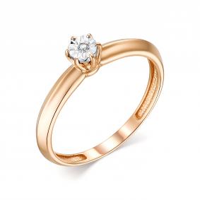 Золотое кольцо АЛЬКОР 13725-100 с бриллиантом 13725-100 фото