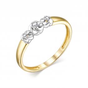 Кольцо из лимонного золота АЛЬКОР 13733-300 с бриллиантом 13733-300 фото