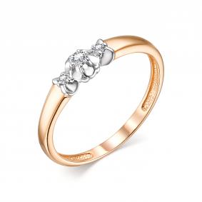 Золотое кольцо АЛЬКОР 13734-100 с бриллиантом 13734-100 фото