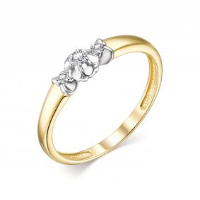 Кольцо из лимонного золота АЛЬКОР 13734-300 с бриллиантом 13734-300 фото