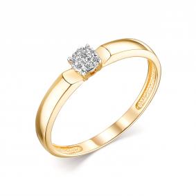 Золотое кольцо АЛЬКОР 13744-300 с бриллиантом 13744-300 фото