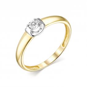 Кольцо из лимонного золота АЛЬКОР 13745-300 с бриллиантом 13745-300 фото