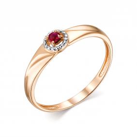 Золотое кольцо АЛЬКОР 13762-103 с рубином 13762-103 фото