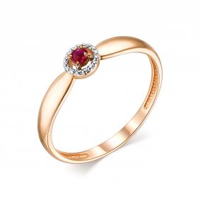 Золотое кольцо АЛЬКОР 13763-103 с рубином 13763-103 фото
