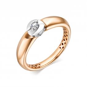 Золотое кольцо АЛЬКОР 13775-100 с бриллиантом 13775-100 фото