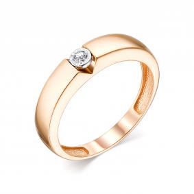 Золотое кольцо АЛЬКОР 13777-100 с бриллиантом 13777-100 фото