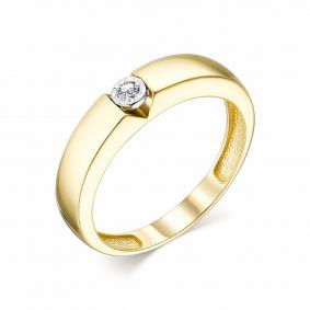 Кольцо из лимонного золота АЛЬКОР 13777-300 с бриллиантом 13777-300 фото
