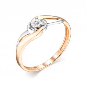 Золотое кольцо АЛЬКОР 13786-100 с бриллиантом 13786-100 фото