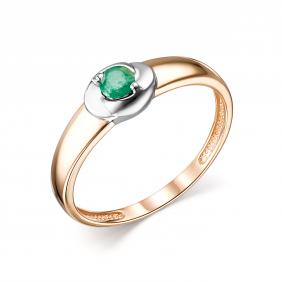 Золотое кольцо АЛЬКОР 13791-101 с изумрудом 13791-101 фото