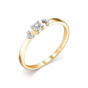 Кольцо из лимонного золота АЛЬКОР 13799-300 с бриллиантом 13799-300 фото