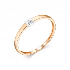 Золотое кольцо АЛЬКОР 13800-100 с бриллиантом 13800-100 фото