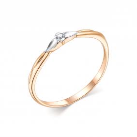 Золотое кольцо АЛЬКОР 13801-100 с бриллиантом 13801-100 фото